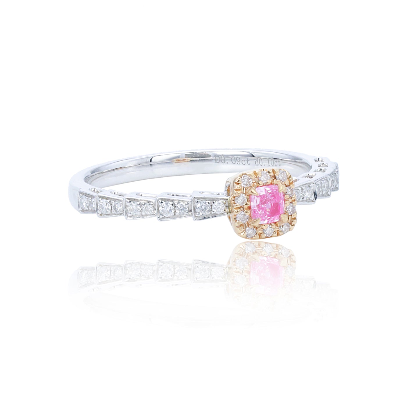 14/18k gold 0.19 ctw fancy pink diamond & diamond ring