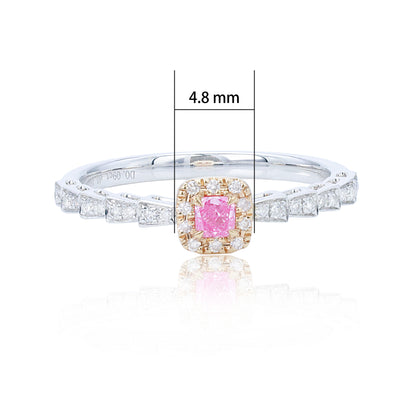 14/18K GOLD 0.19 CTW FANCY PINK DIAMOND & DIAMOND RING