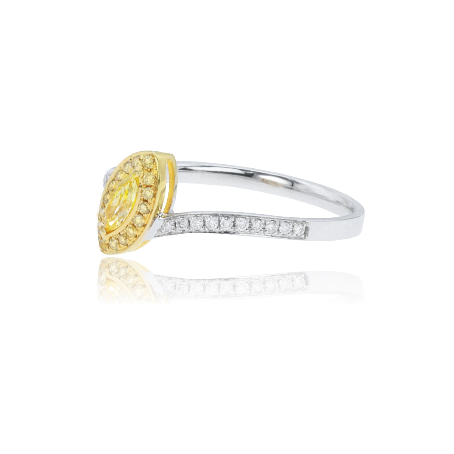 14k/18k white gold 0.24 ctw yellow diamond & diamond ring