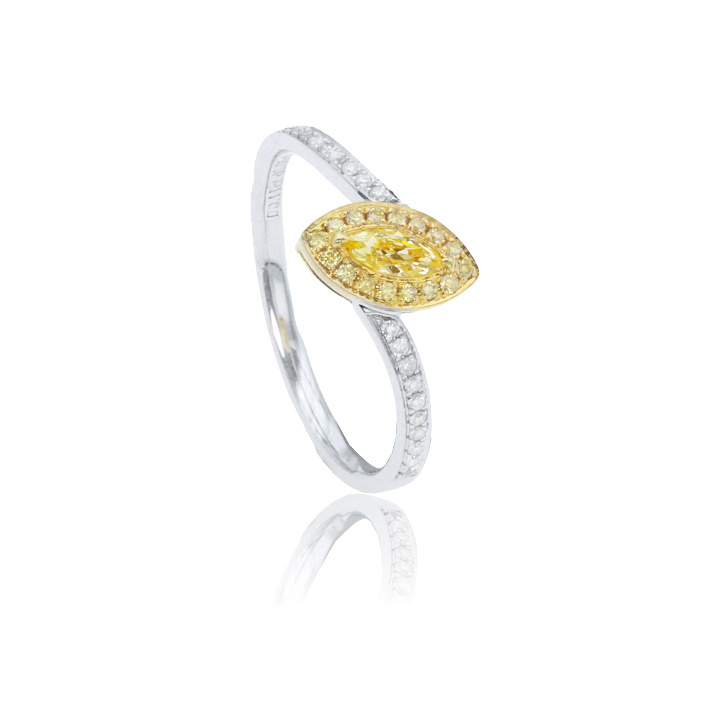 14k/18k white gold 0.24 ctw yellow diamond & diamond ring