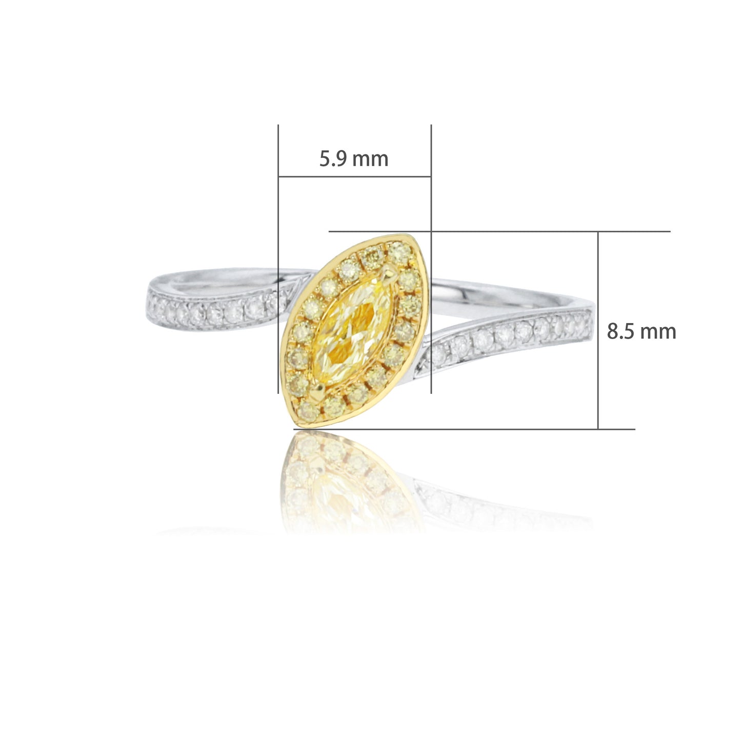 14k/18k white gold 0.24 ctw yellow diamond & diamond ring