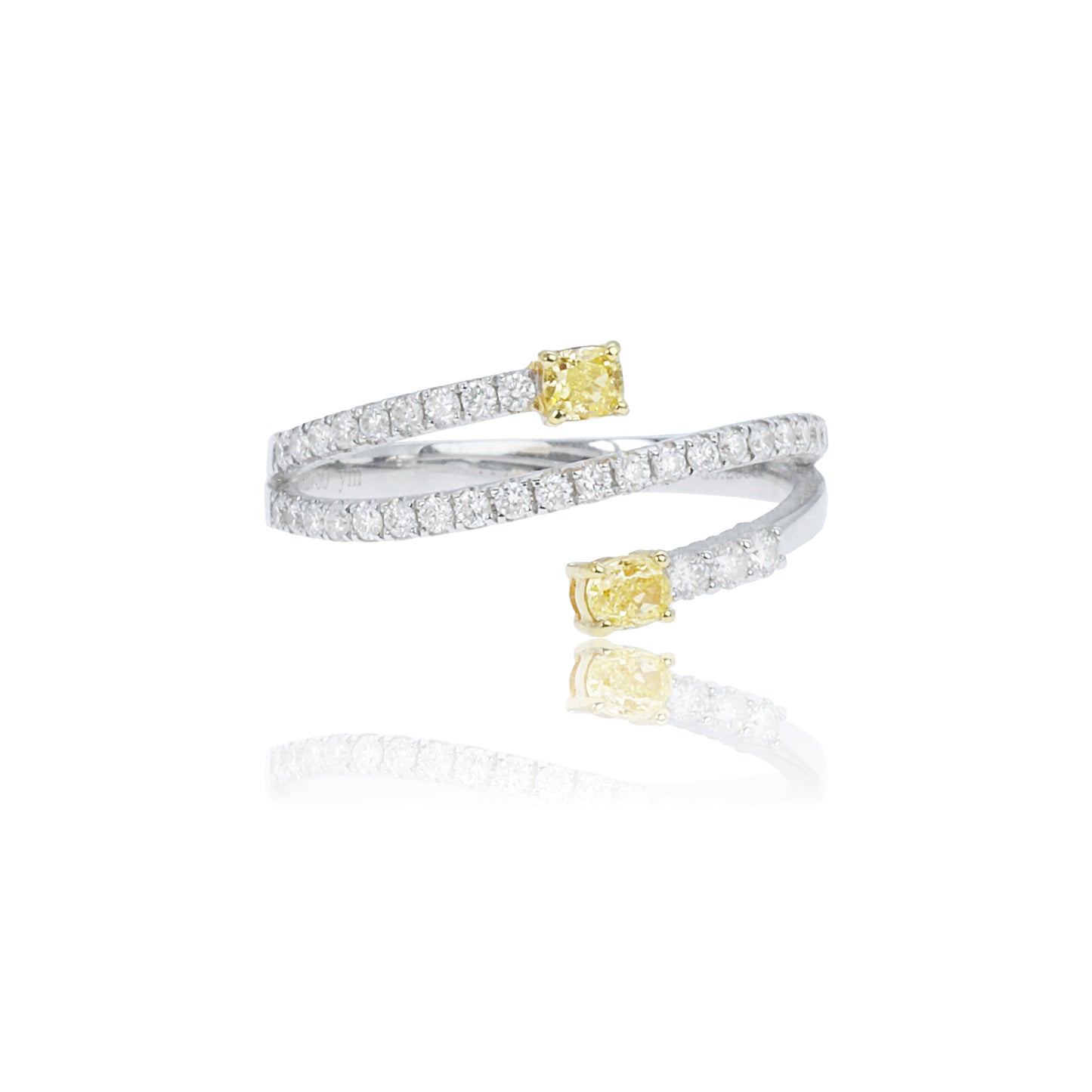 14k/18k white gold 0.27 ctw yellow diamond & diamond ring