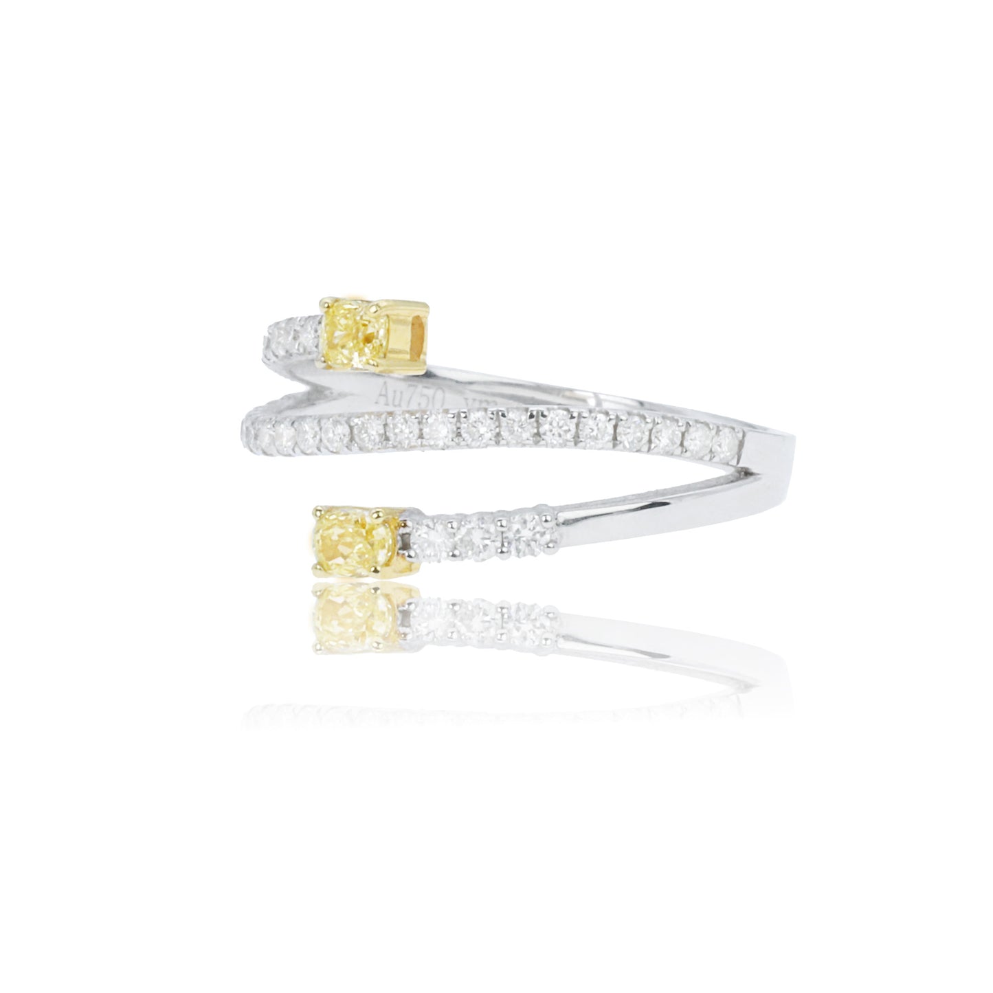 14k/18k white gold 0.27 ctw yellow diamond & diamond ring