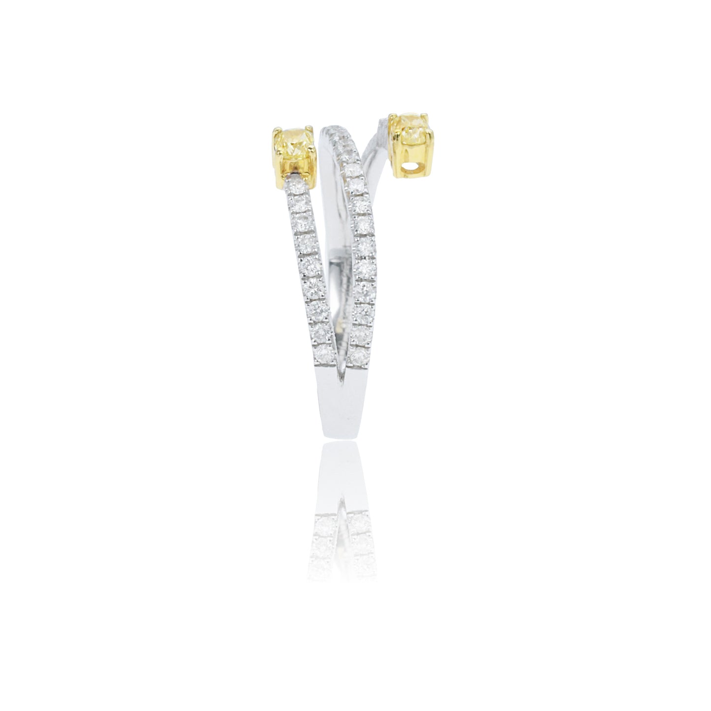 14k/18k white gold 0.27 ctw yellow diamond & diamond ring