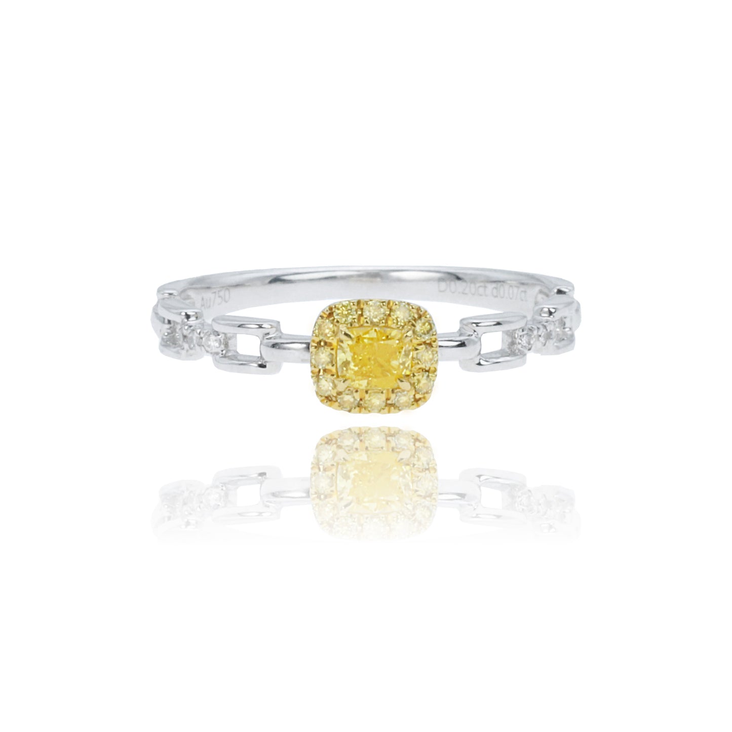 14k/18k white gold 0.66 ctw fancy yellow diamond & diamond ring