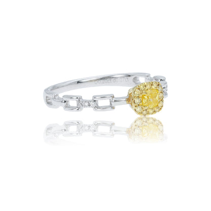 14K/18K WHITE GOLD 0.66 CTW FANCY YELLOW DIAMOND & DIAMOND RING