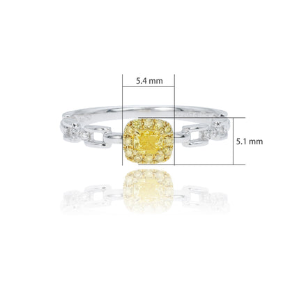 14K/18K WHITE GOLD 0.66 CTW FANCY YELLOW DIAMOND & DIAMOND RING