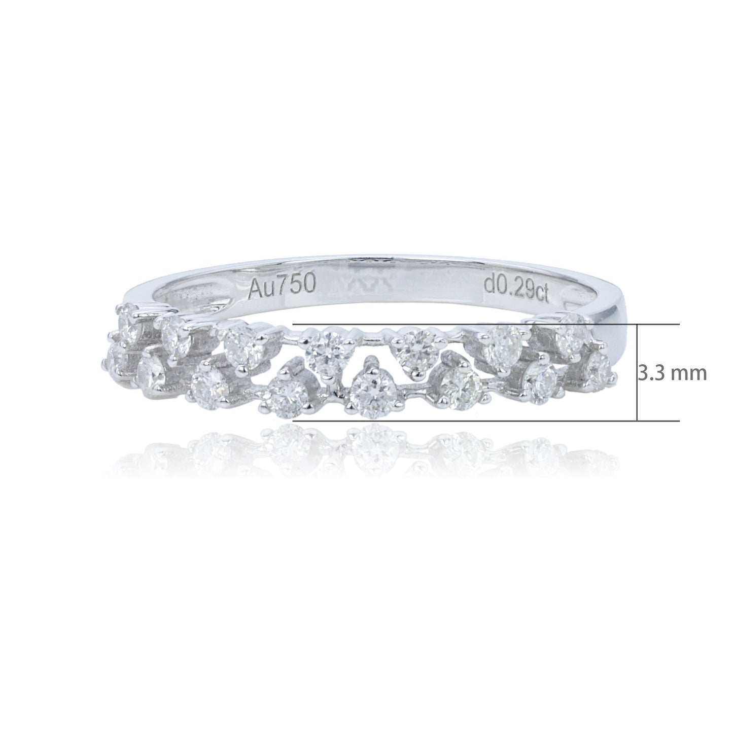 14k/18k white gold 0.30 ctw vs h  double row diamond ring