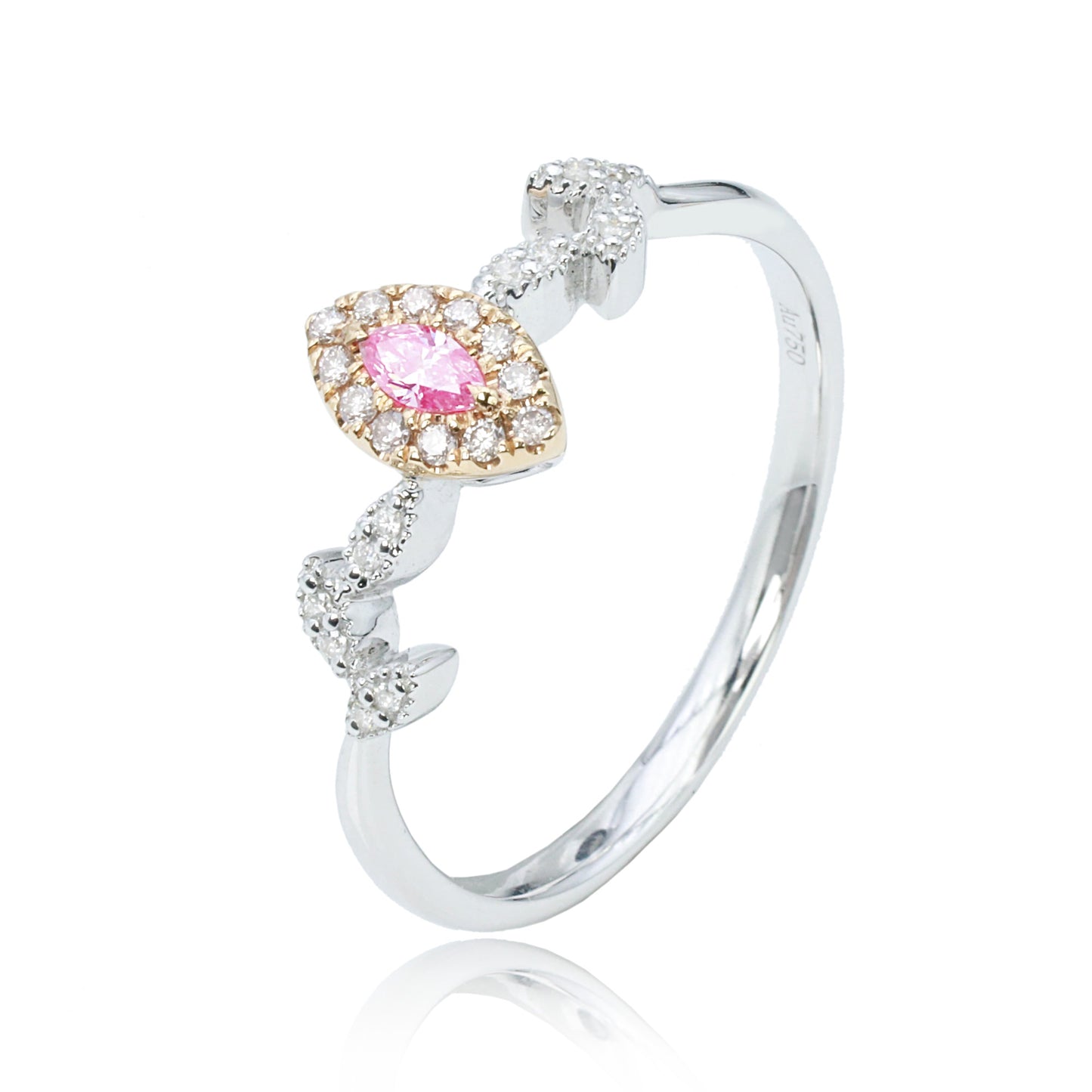 14k/18k white gold 0.16 ctw fancy pink diamond & diamond ring