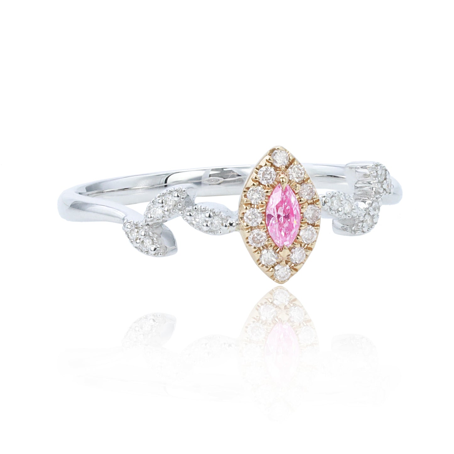 14k/18k white gold 0.16 ctw fancy pink diamond & diamond ring