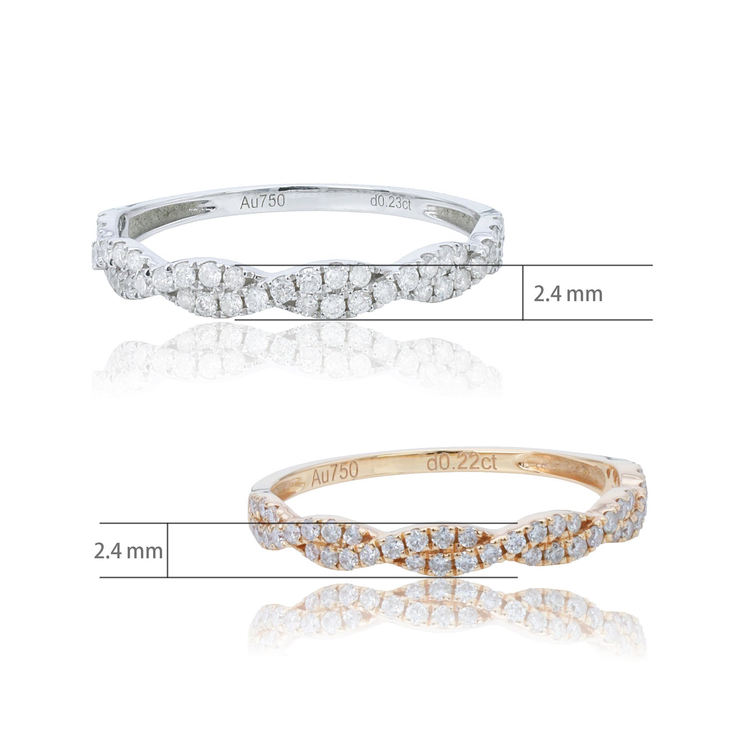 14k/18k white gold rose gold 0.23 ctw vs h diamond ring