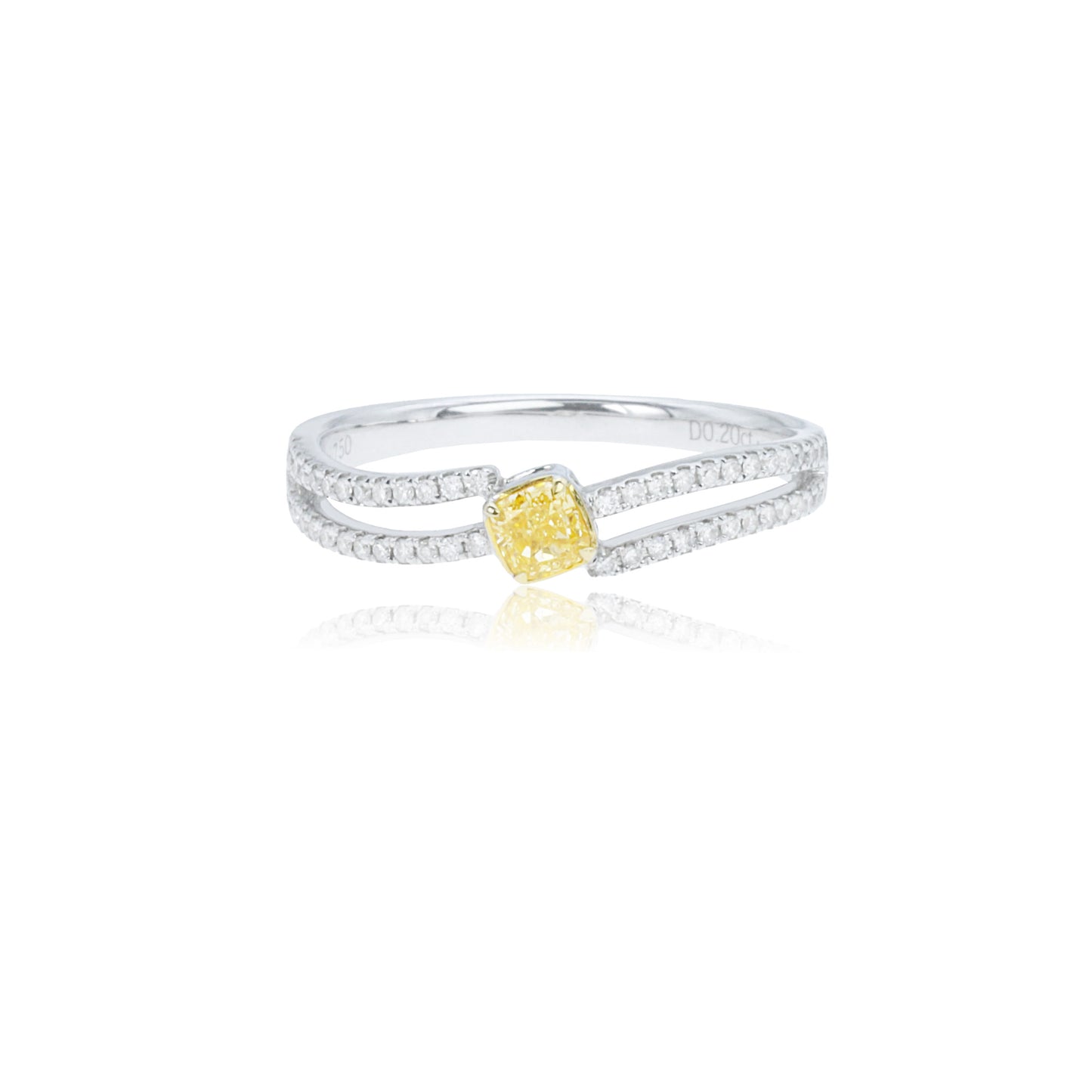 14k/18k white gold 0.33 ctw fancy yellow diamond & diamond ring