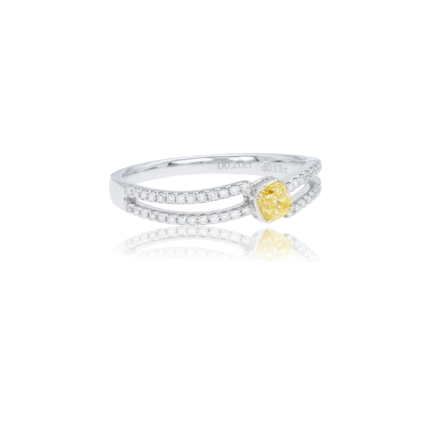 14k/18k white gold 0.33 ctw fancy yellow diamond & diamond ring