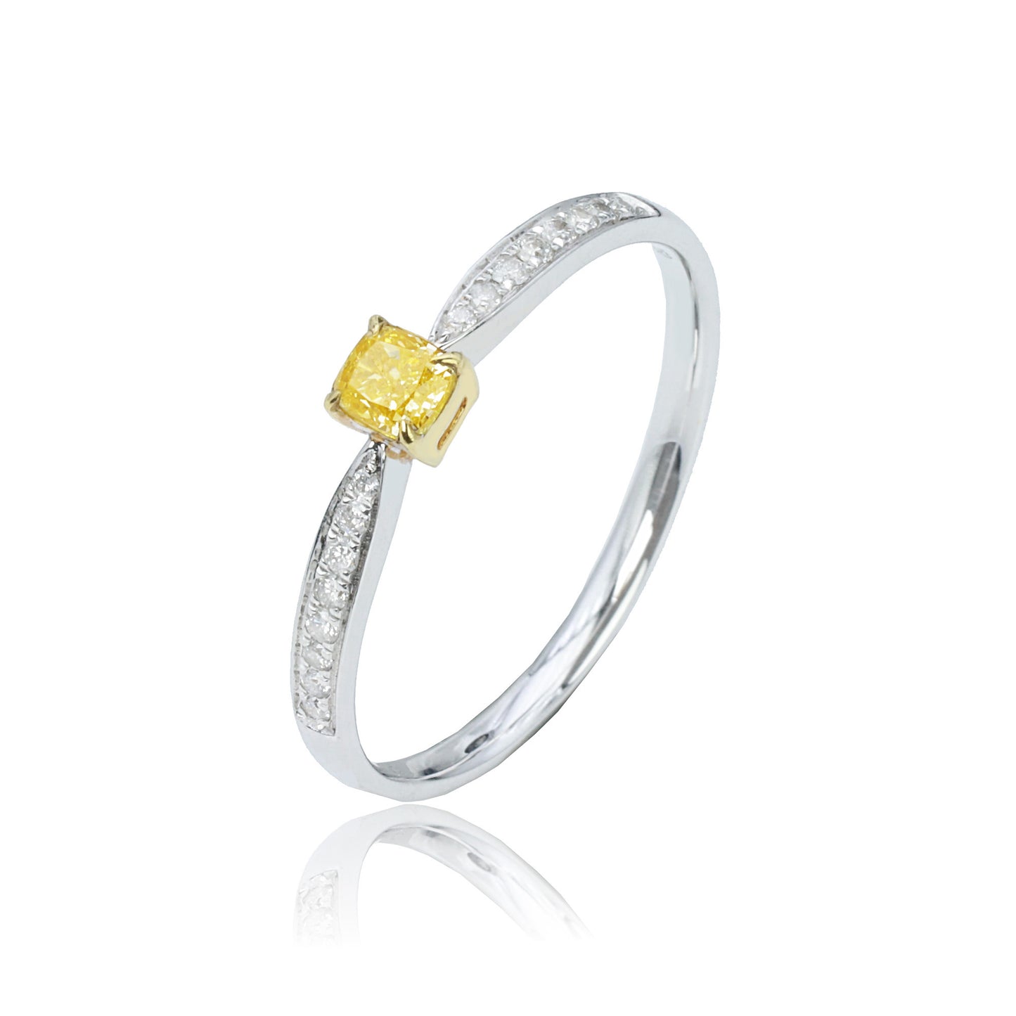 14k/18k white gold 0.28 ctw yellow diamond & diamond ring