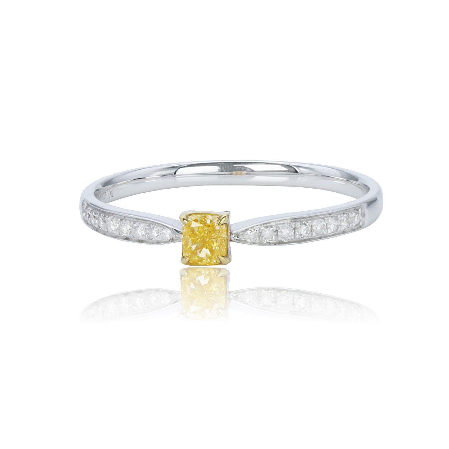 14k/18k white gold 0.28 ctw yellow diamond & diamond ring