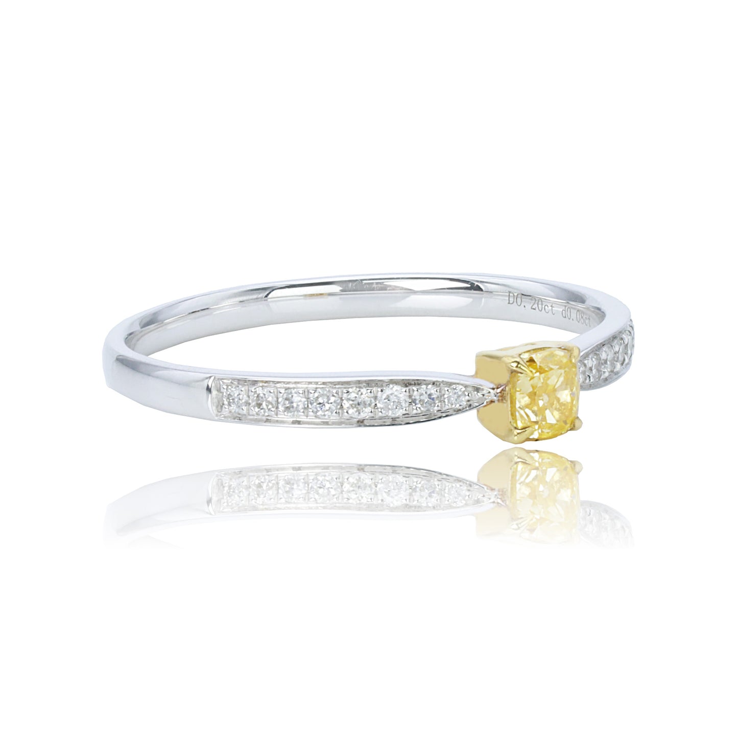 14k/18k white gold 0.28 ctw yellow diamond & diamond ring