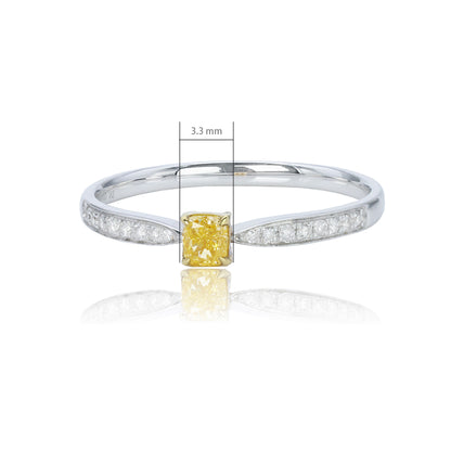 14K/18K WHITE GOLD 0.28 CTW YELLOW DIAMOND & DIAMOND RING