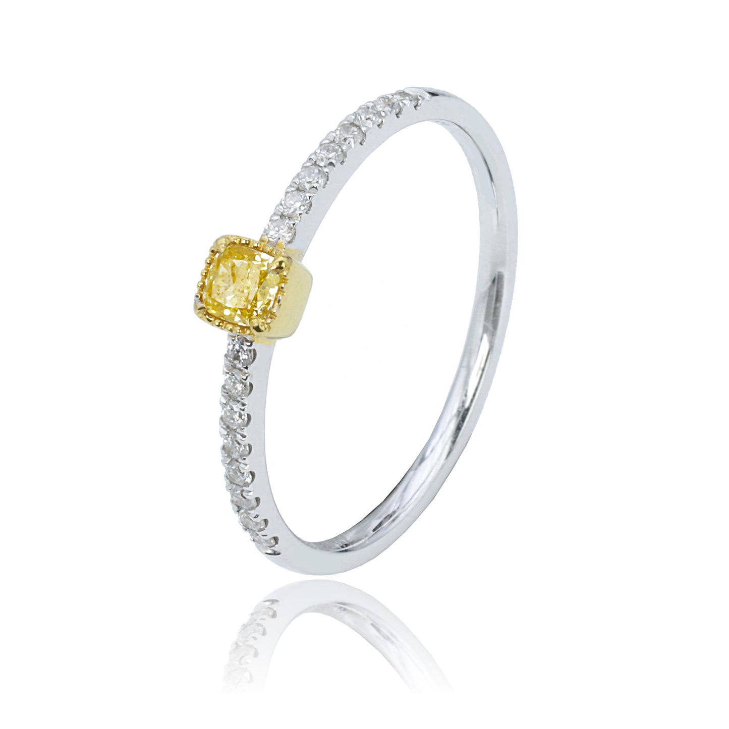 14k/18k white gold 0.27 ctw yellow diamond & diamond ring