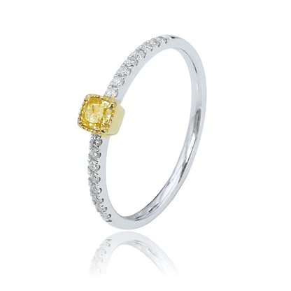 14K/18K WHITE GOLD 0.27 CTW YELLOW DIAMOND & DIAMOND RING