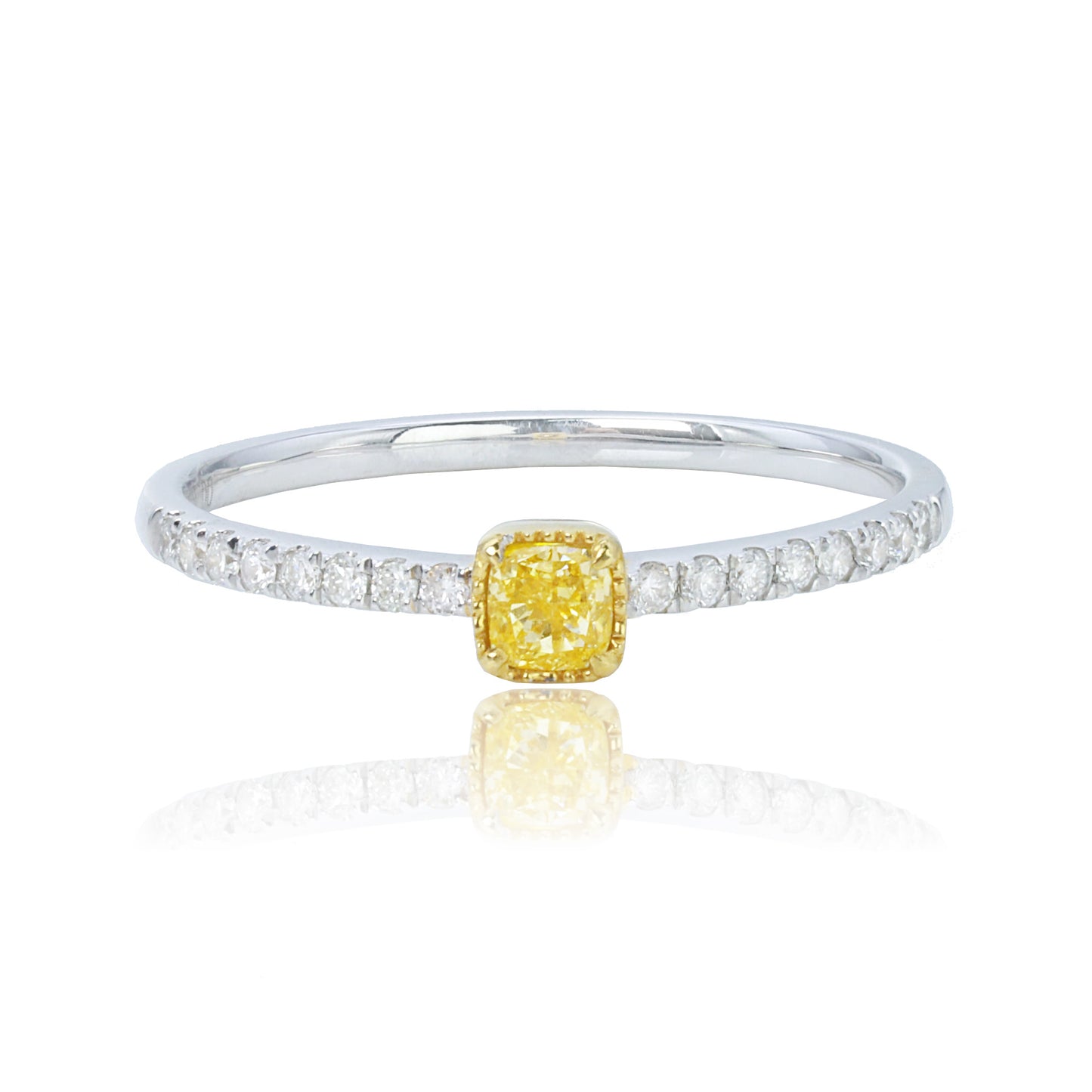 14k/18k white gold 0.27 ctw yellow diamond & diamond ring