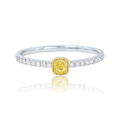 14K/18K WHITE GOLD 0.27 CTW YELLOW DIAMOND & DIAMOND RING