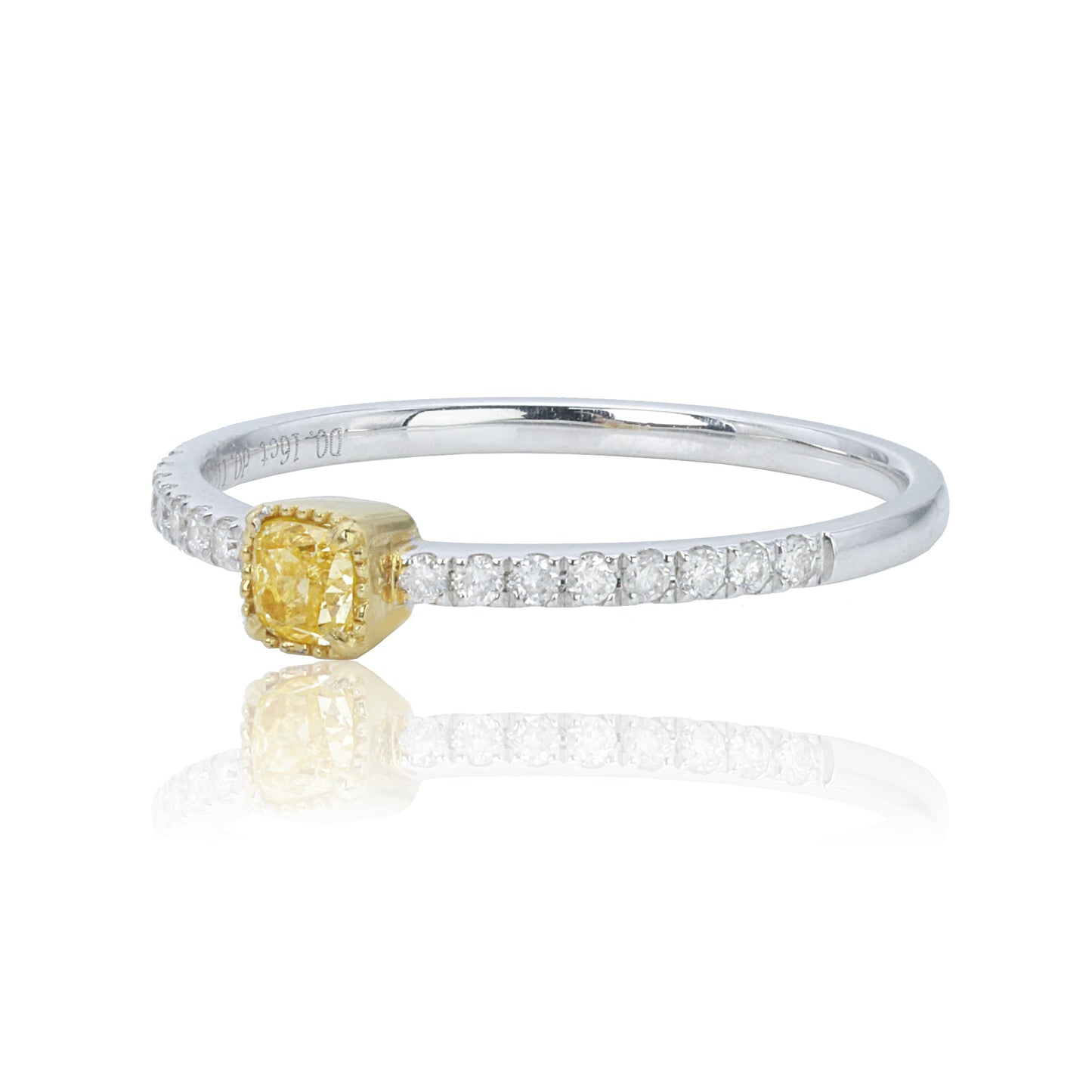 14k/18k white gold 0.27 ctw yellow diamond & diamond ring