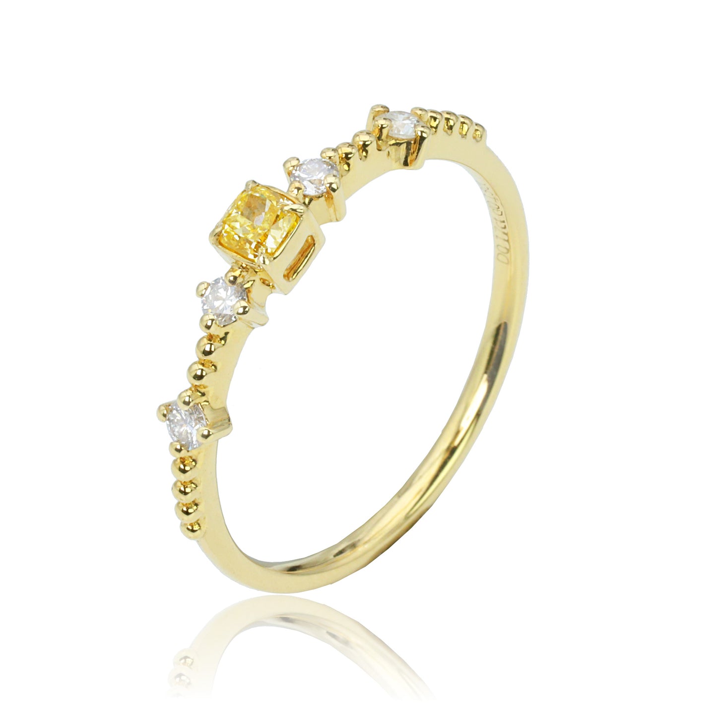 14k/18k yellow gold 0.30 ctw yellow diamond & diamond ring