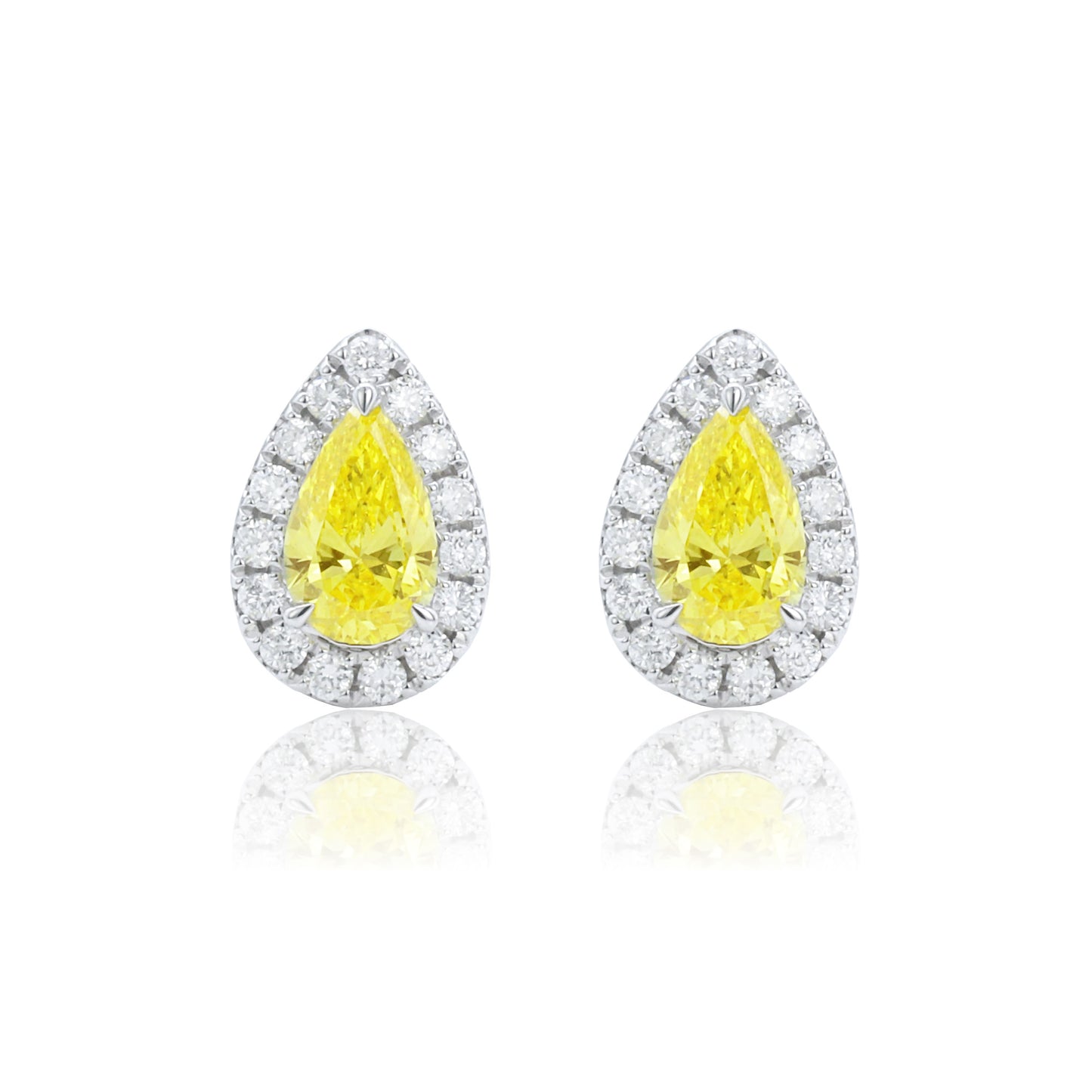 9k/14k/18k white gold 0.90 ctw lab grown yellow diamond & diamond earrings