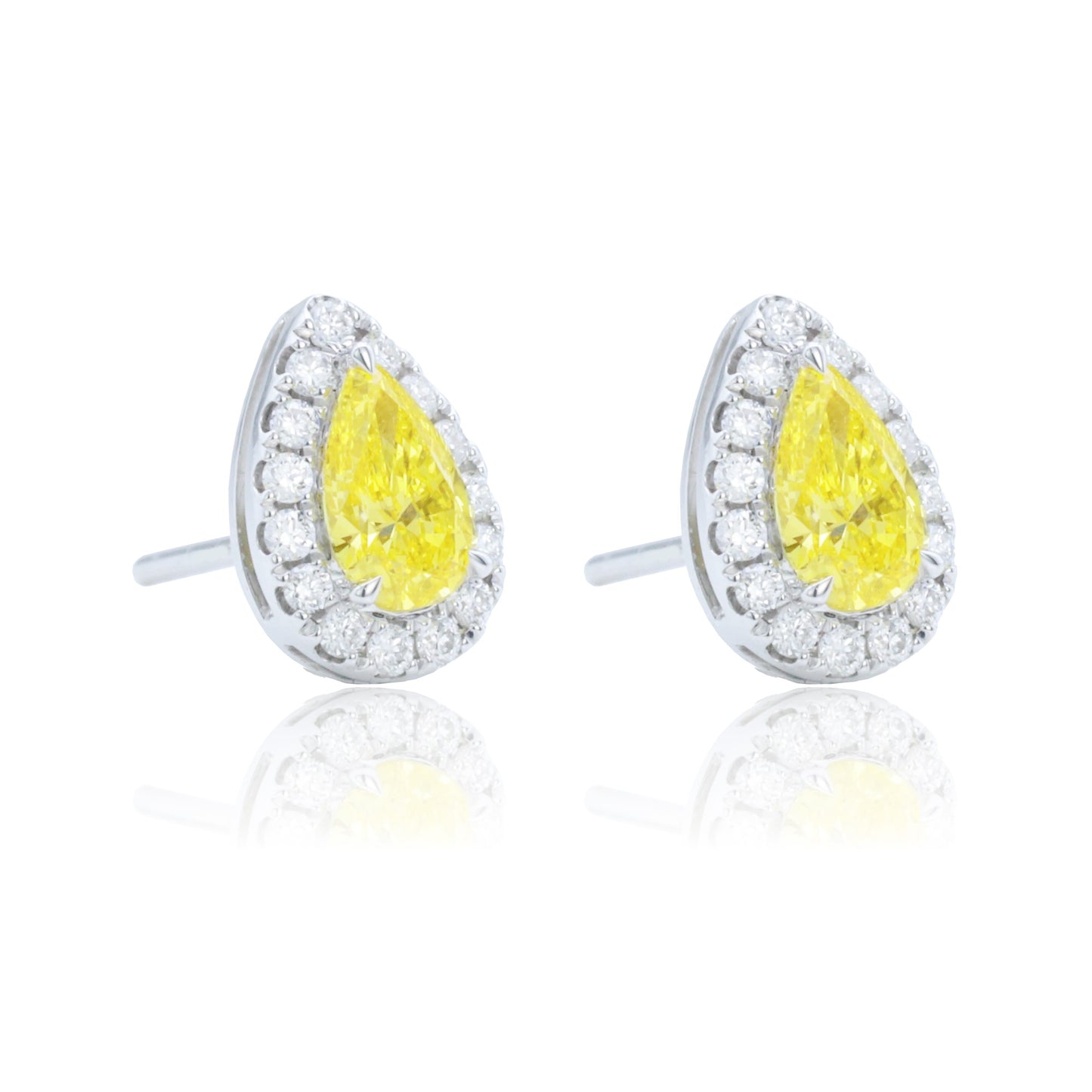 9k/14k/18k white gold 0.90 ctw lab grown yellow diamond & diamond earrings