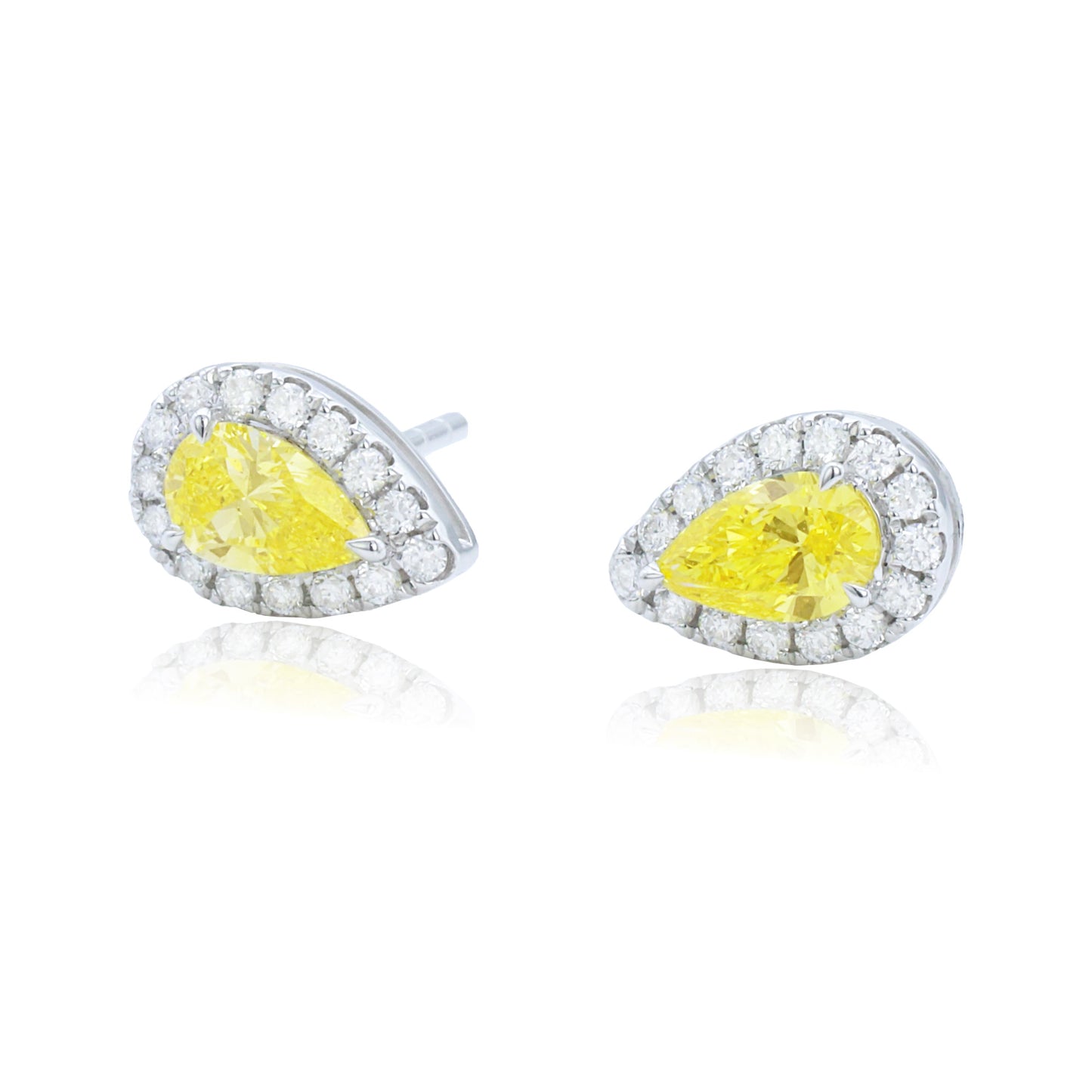 9k/14k/18k white gold 0.90 ctw lab grown yellow diamond & diamond earrings