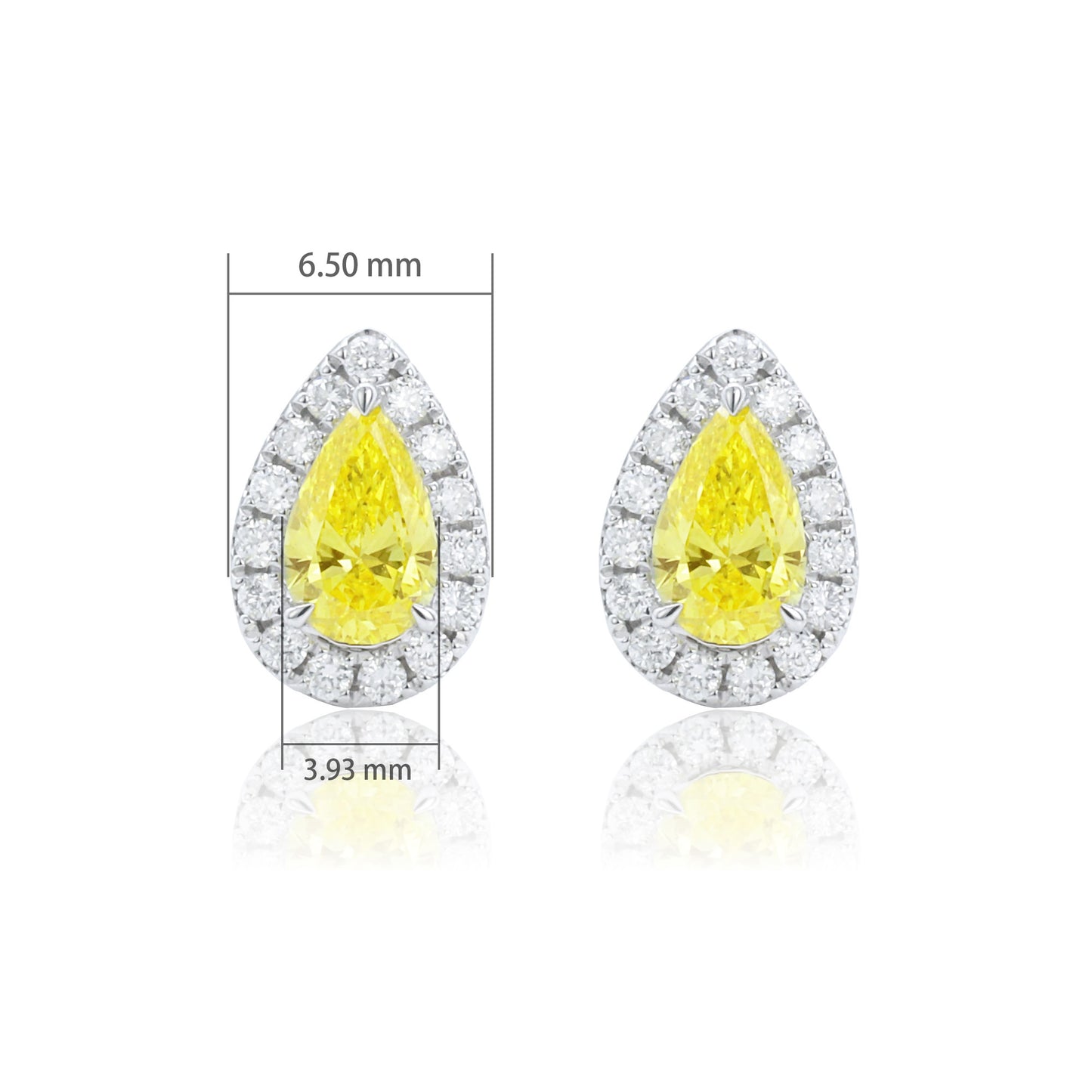 9k/14k/18k white gold 0.90 ctw lab grown yellow diamond & diamond earrings