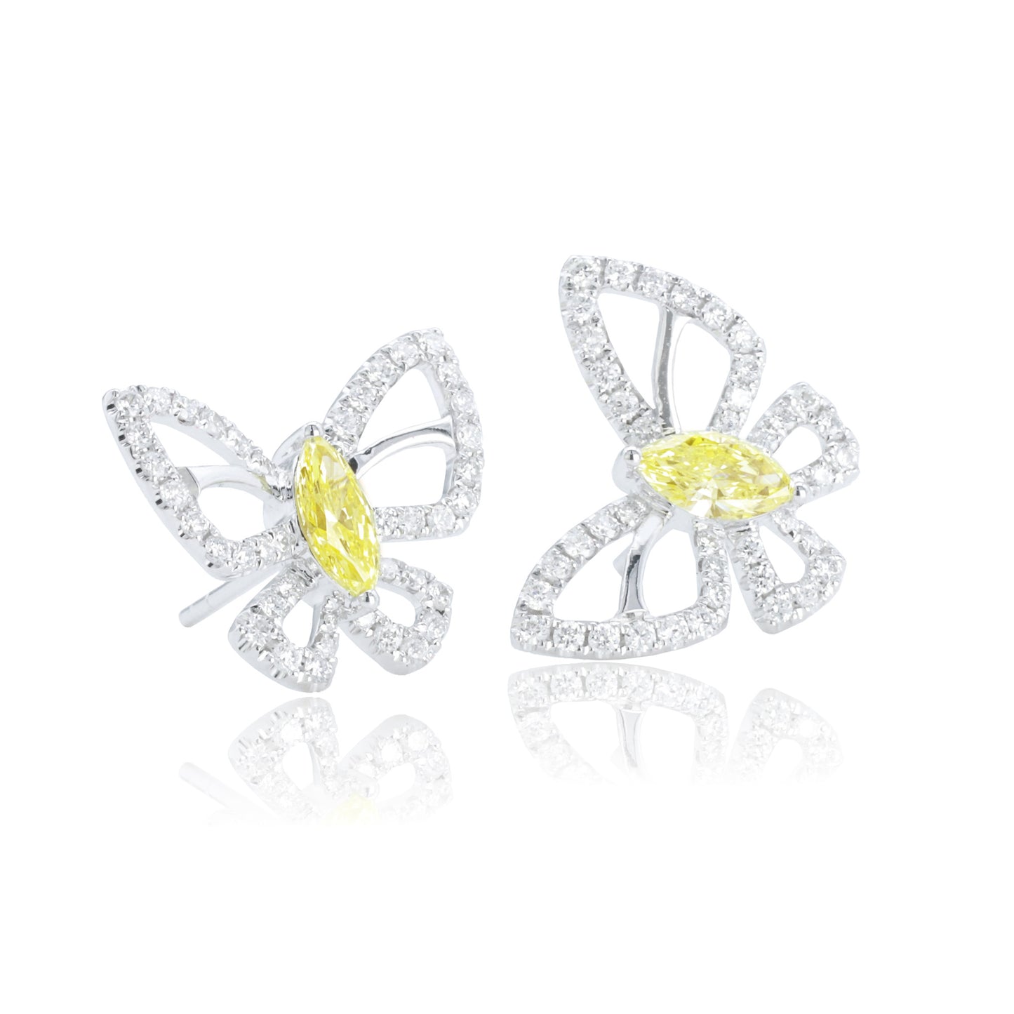 9k/14k/18k white gold 1.02 ctw lab grown yellow diamond & diamond earrings