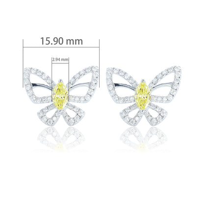 9K/14K/18K WHITE GOLD 1.02 CTW LAB GROWN YELLOW DIAMOND & DIAMOND EARRINGS