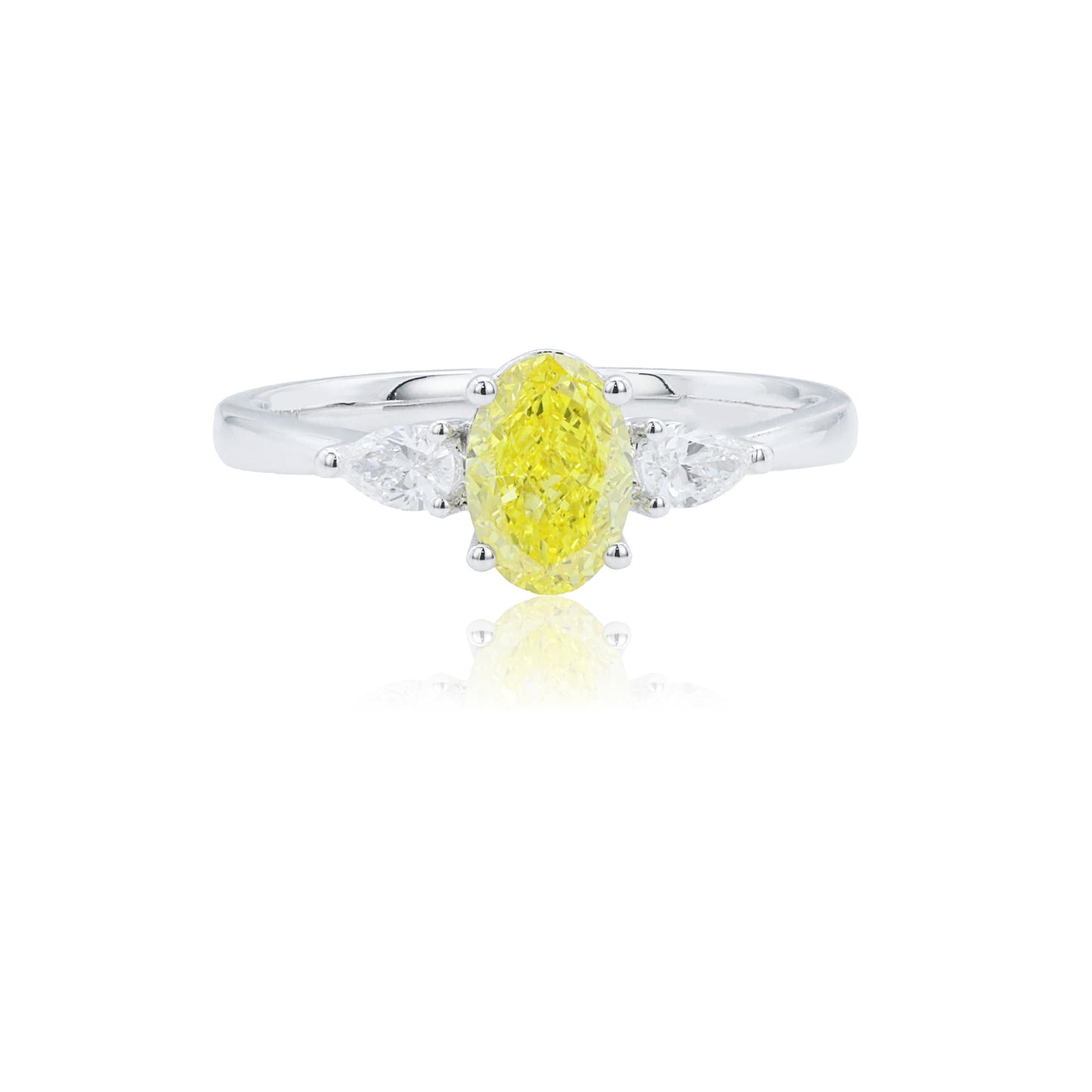 9k/14k/18k white gold 0.96 ctw lab grown fancy yellow diamond & diamond ring