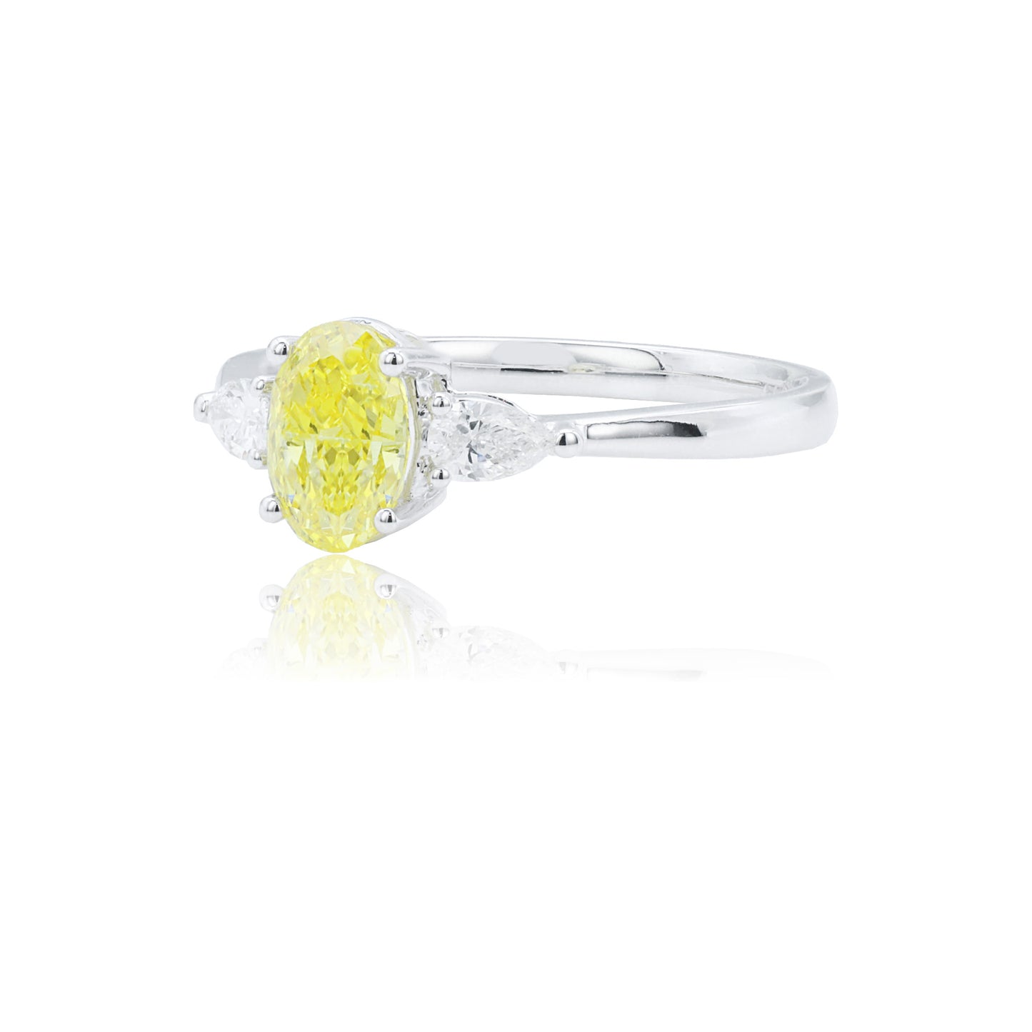 9k/14k/18k white gold 0.96 ctw lab grown fancy yellow diamond & diamond ring