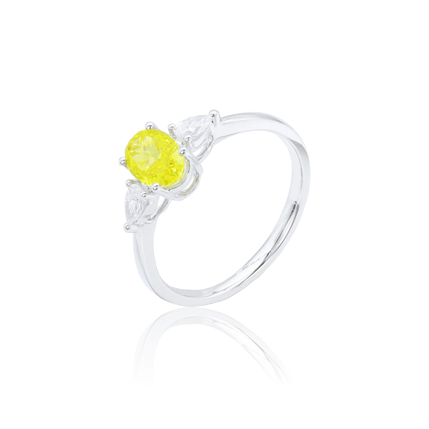 9k/14k/18k white gold 0.96 ctw lab grown fancy yellow diamond & diamond ring