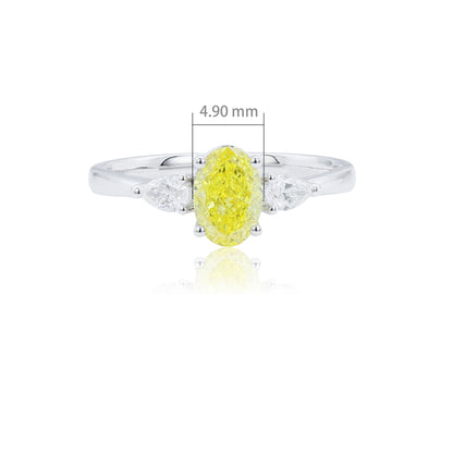 9K/14K/18K WHITE GOLD 0.96 CTW LAB GROWN FANCY YELLOW DIAMOND & DIAMOND RING