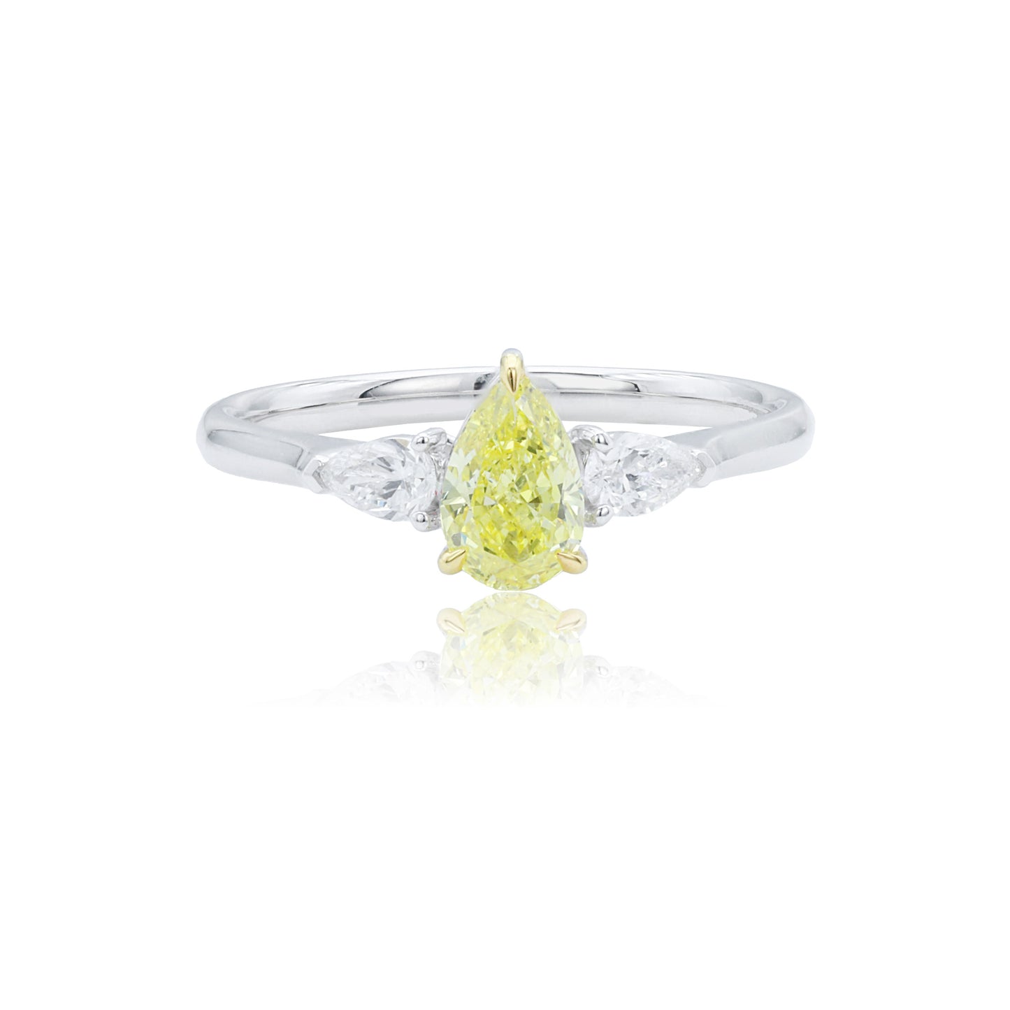 9k/14k/18k white gold 0.74 ctw lab grown fancy yellow diamond & diamond ring