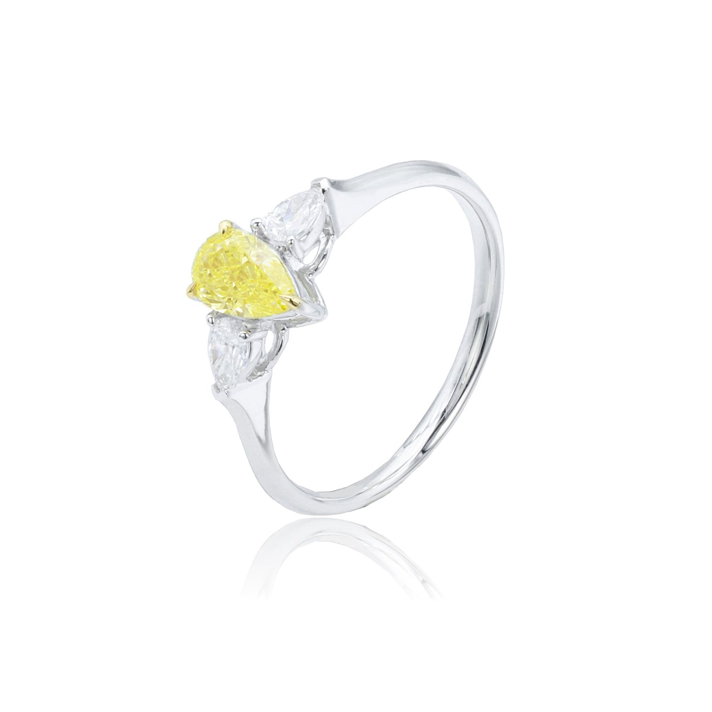 9k/14k/18k white gold 0.74 ctw lab grown fancy yellow diamond & diamond ring