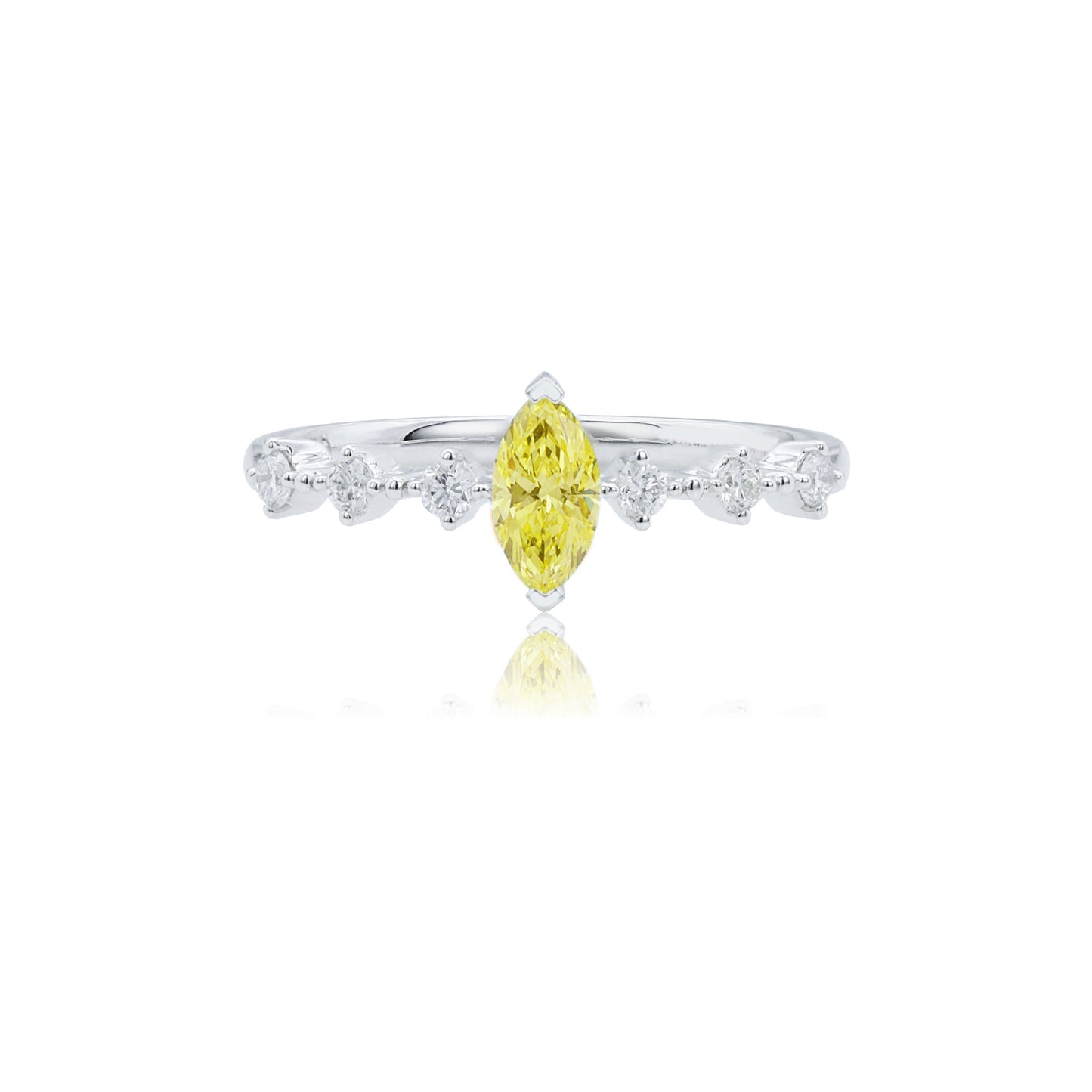 9k/14k/18k white gold 0.39 ctw lab grown fancy yellow diamond & diamond ring