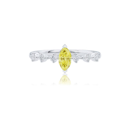 9K/14K/18K WHITE GOLD 0.39 CTW LAB GROWN FANCY YELLOW DIAMOND & DIAMOND RING