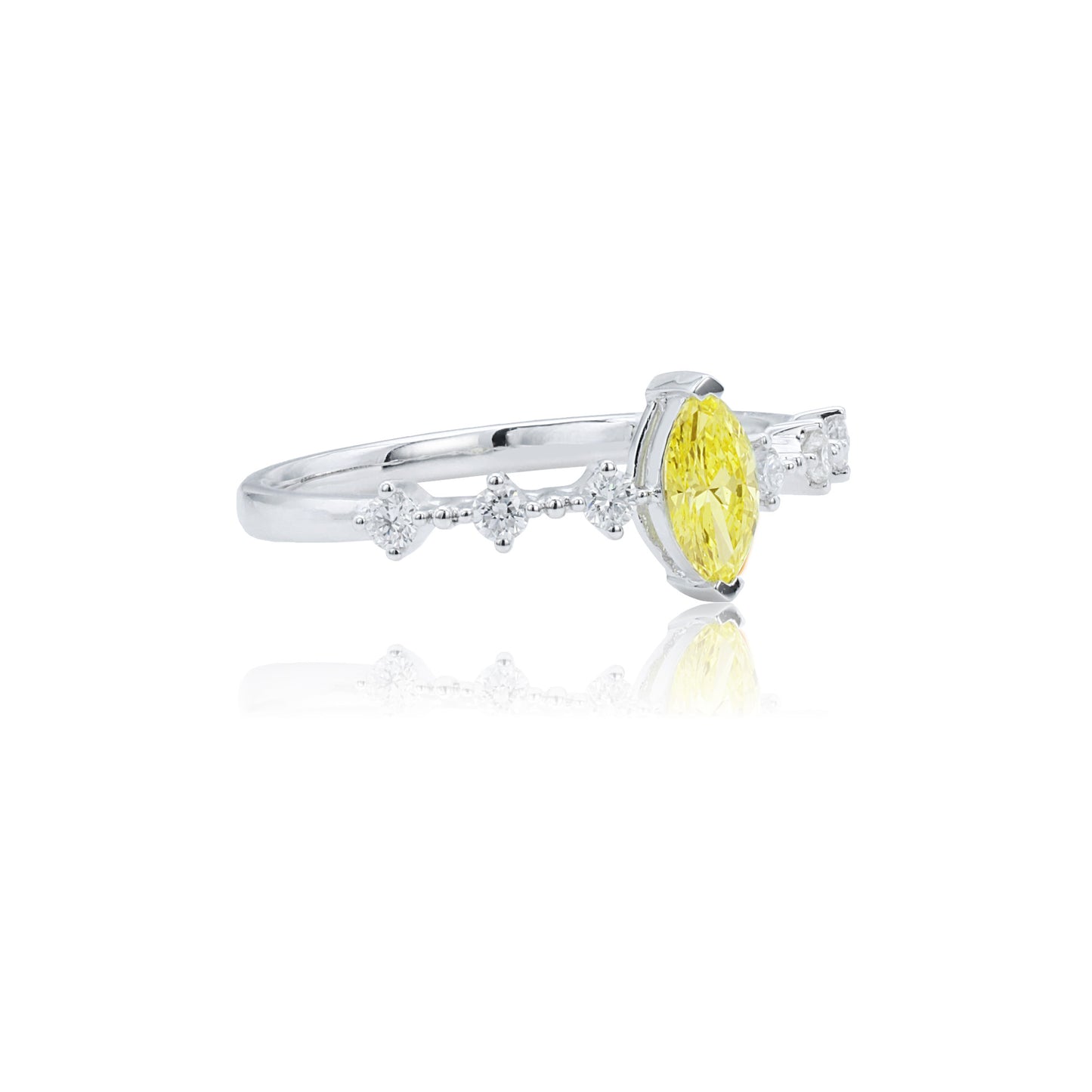 9k/14k/18k white gold 0.39 ctw lab grown fancy yellow diamond & diamond ring