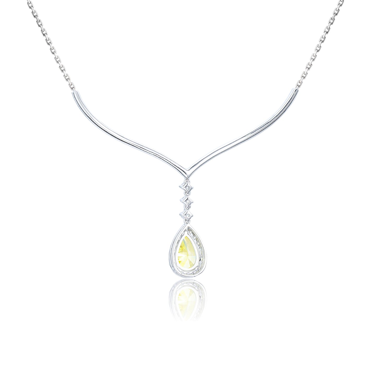 9k/14k/18k white gold 0.9 ctw lab grown fancy yellow diamond & diamond necklace