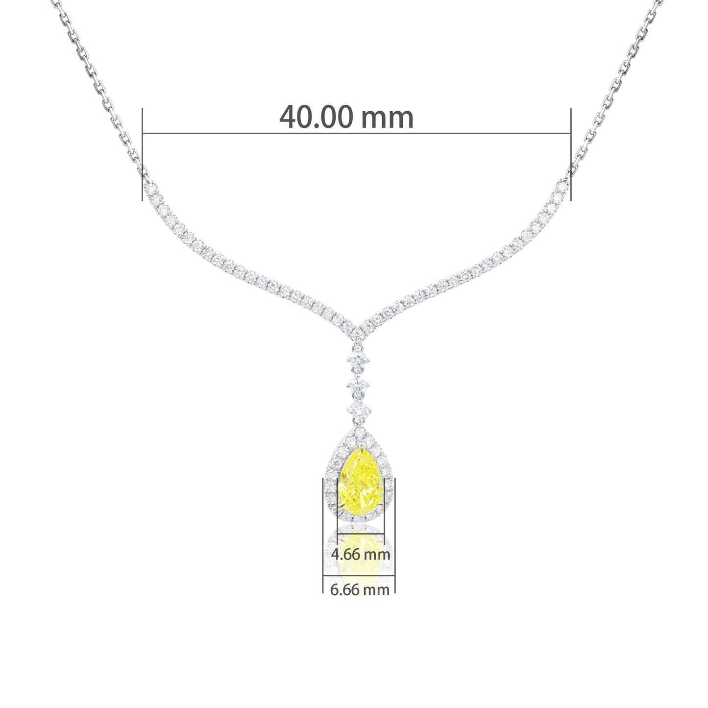 9k/14k/18k white gold 0.9 ctw lab grown fancy yellow diamond & diamond necklace