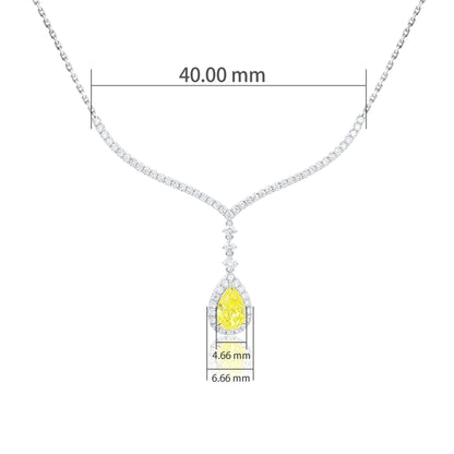 9K/14K/18K WHITE GOLD 0.9 CTW LAB GROWN FANCY YELLOW DIAMOND & DIAMOND NECKLACE