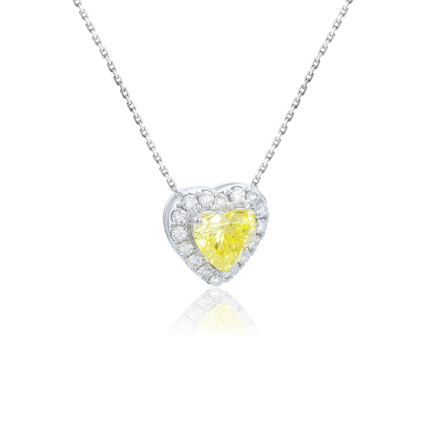 9k/14k/18k white gold 0.68 ctw  lab grown fancy yellow diamond & diamond necklace