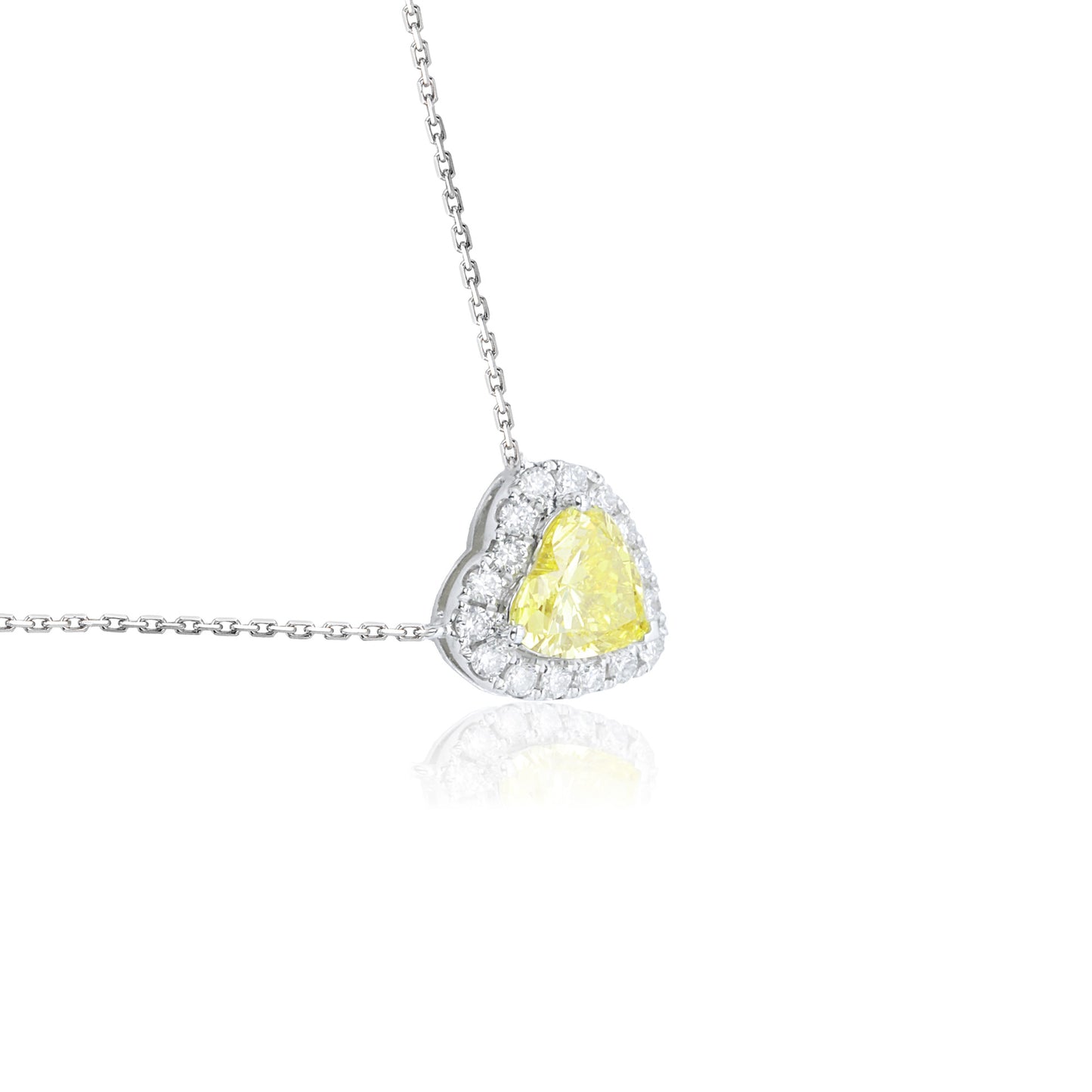 9k/14k/18k white gold 0.68 ctw  lab grown fancy yellow diamond & diamond necklace