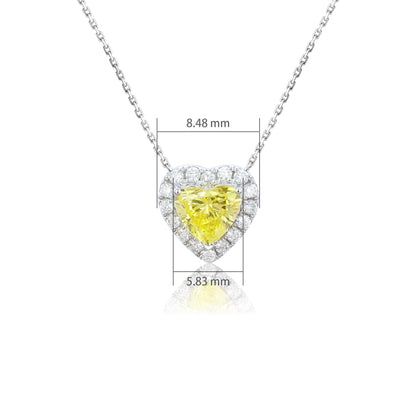 9K/14K/18K WHITE GOLD 0.68 CTW  LAB GROWN FANCY YELLOW DIAMOND & DIAMOND NECKLACE