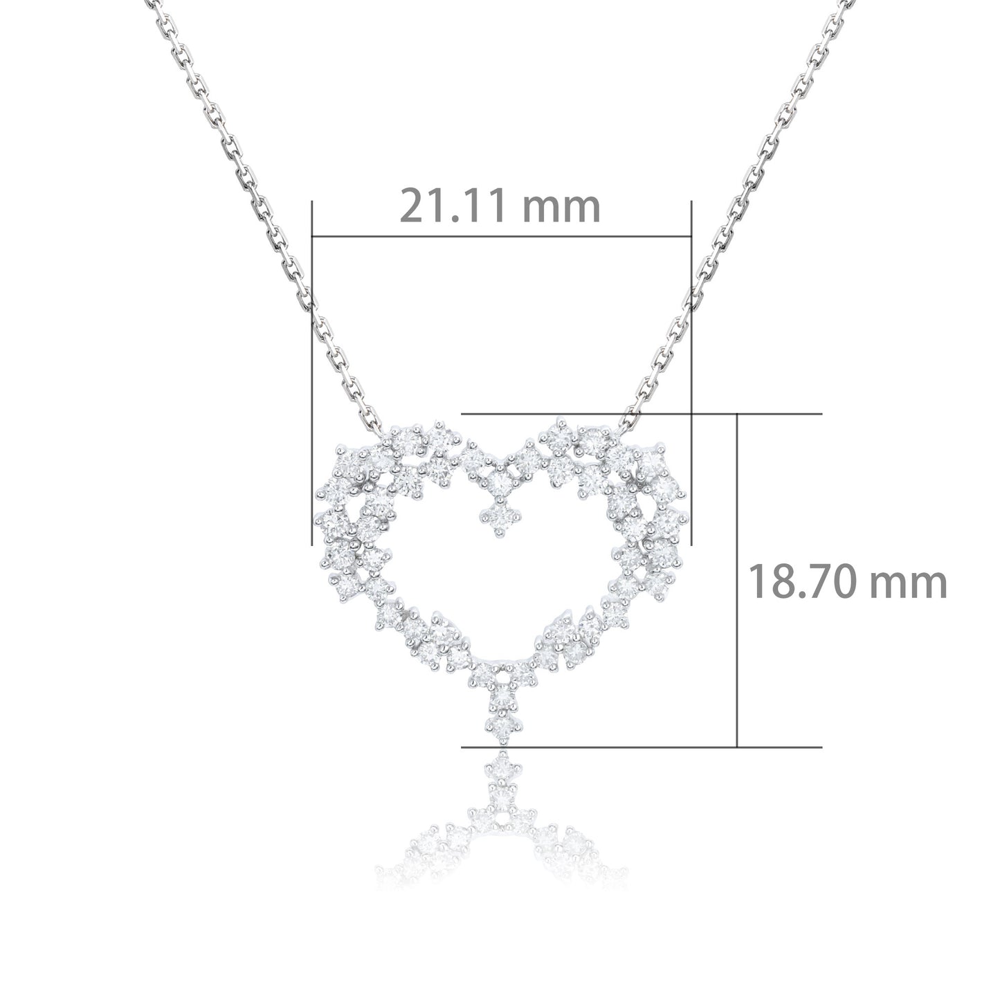 9k/14k/18k white gold 0.71 ctw lab grown h-vs diamond necklace