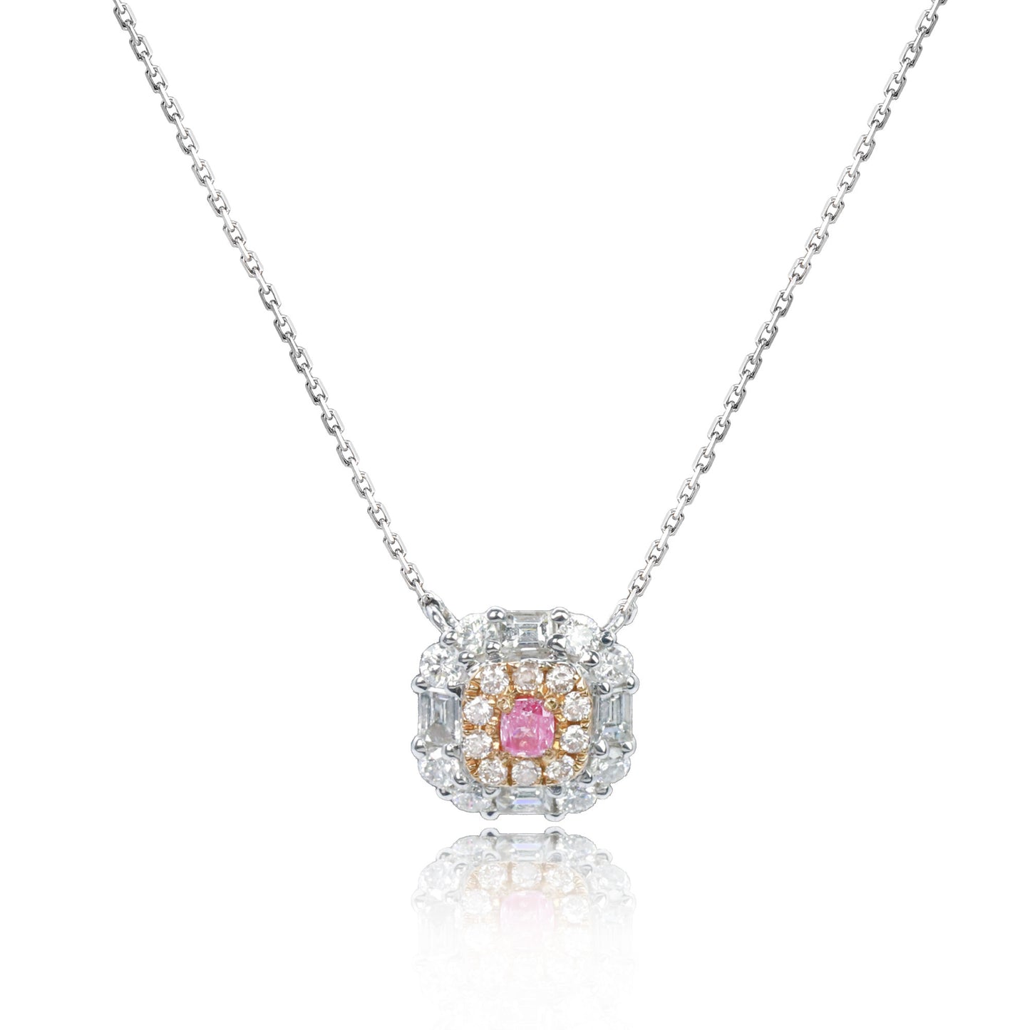 14k/18k gold 0.44 ctw fancy pink diamond & diamond necklace